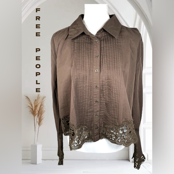 Free People | Hooked On You Pleated Lace Crop Blouse - Picture 2 of 8